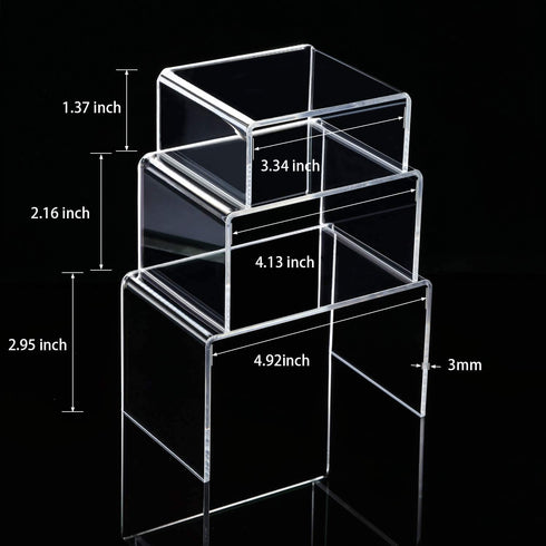 2 Sets Acrylic Display Risers, Clear Product Stand, Jewelry Display Riser Shelf Showcase Fixtures For Dessert Cupcake Candy Treat Action Figure Display