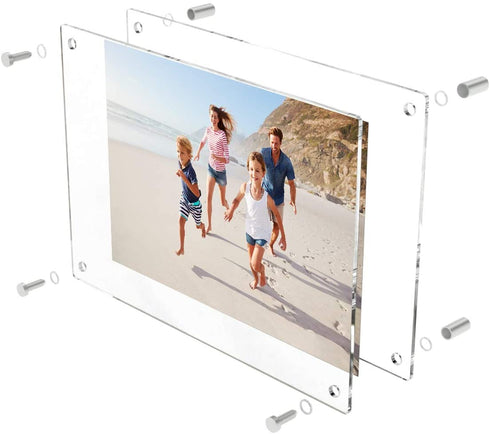 AITEE Acrylic Floating Picture Frame 8.5x11?Clear Photo Frame Wall Mount,Display Lucite Photo Frames for Office/Home/Living Room. Full Frame Size 9.4x13.3