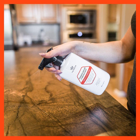 Granite Sealer & Protector Best Stone Polish, Protectant & Care Product Easy Maintenance for Clean Countertop Surface, Marble, Tile No Streaks, Stains, Haze, or Spots - 18 OZ - TriNova