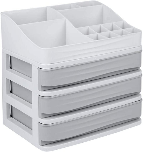 ELUCHANG Cosmetic Makeup Organizer Plastic Storage Box with Drawer Lipsticks Holder Desktop Sundry Storage Case