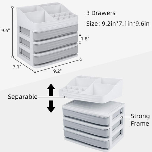 ELUCHANG Cosmetic Makeup Organizer Plastic Storage Box with Drawer Lipsticks Holder Desktop Sundry Storage Case