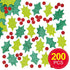 Baker Ross EX729 Holly and Berry Glitter Foam Stickers - Pack of 200, for Kids to Decorate Christmas Cards and Collage