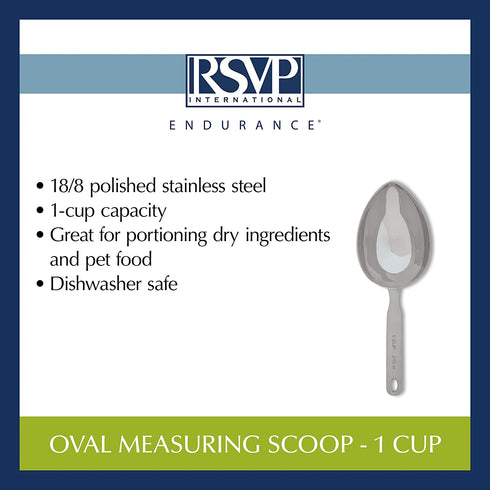 RSVP Endurance Stainless Steel Oval 1 Cup Measuring Scoop
