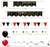 ADLKGG Red Black Birthday Party Supplies, Happy Birthday Banner with Balloons, Triangular Pennants, Hanging Swirls, Paper Fans, Circle Star Paper Garland for Mickey Mouse Pirate Theme Birthday