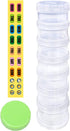 7 Day Pill Organizer Case Stackable Weekly Supplements Vitamins Pills Holder Dispenser Extra Clear Transparent with Label and One More Lids- Large