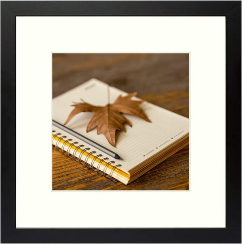 Golden State Art, 12x12 Picture Frame for 8x8 Display Photos with Ivory Mat Swivel Tabs, Glass Wide Molding, Collage Square Frames Wall Display - Horizontal/Vertical (Black, 1 Pack)