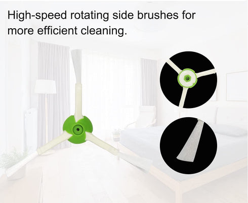 Replacement Parts accessories Compatible for iRobot Roomba i3 i3+ i4 i6 i6+ i7 i7+ i8 i8+/Plus E5 E6 E7 I,E &J Series Vacuum Cleaner,1 Set Multi-Surface Rubber Brushes 4 HEPA Filters & 4 Side Brushes