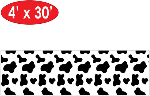 Beistle Cow Print Backdrop Party Accessory, 4-Feet by 30-Feet