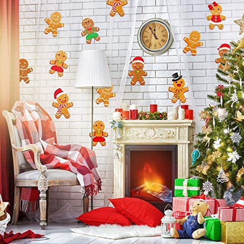 Winter Christmas Mini Gingerbread Cut-Outs Versatile Classroom Decoration Gingerbread Cut-Outs with Glue Point Dots for Winter Bulletin Board Classroom School Christmas Party, 5.9 x 5.9 Inch (40 Pcs)