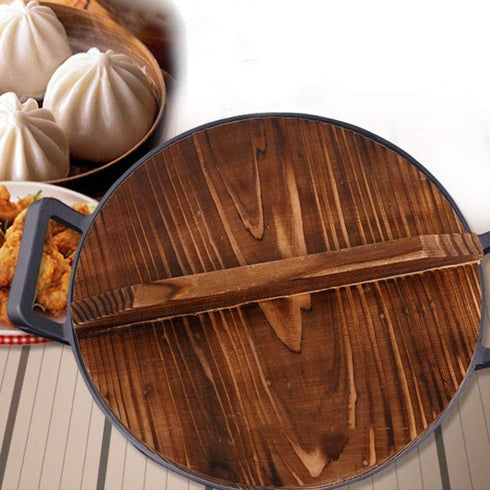 XIAOSI Wooden Kitchen Accessories Handmade Anti-Overflow Cookware Part Fir Wood Pot Lid Pan Lid Iron Pot Cover(30301.6cm)