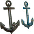 Primitive Blue and Grey Cast Iron Anchor Wall Hooks, 7 1/2 Inches, Set of 2