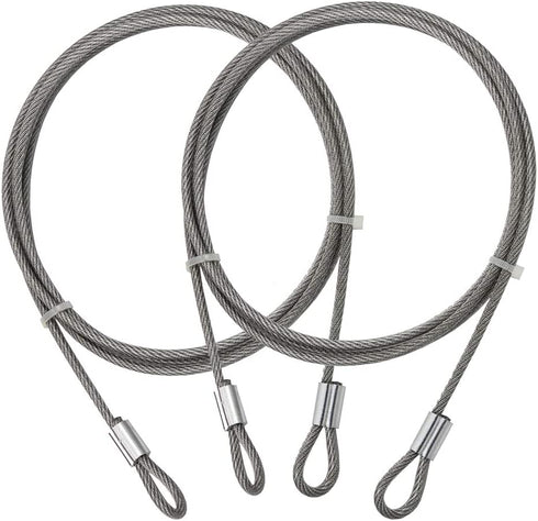 DGOL 2 Packs 5/32 inch (4mm) 304 Stainless Steel Coated Luggage Security Lock Double Loop End Bicycle Padlock Safety Cable Wire Length 70 inch
