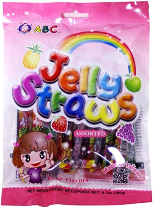 ABC Assorted Fruit Jelly Filled Strip Straws - Many Flavors! (9.1 oz)