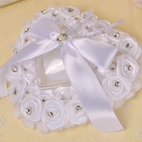 Amosfun Ring Bearer Heart Shape Bride Ring Cushion Ring Pillow for Wedding Engagement Ceremony Supplies