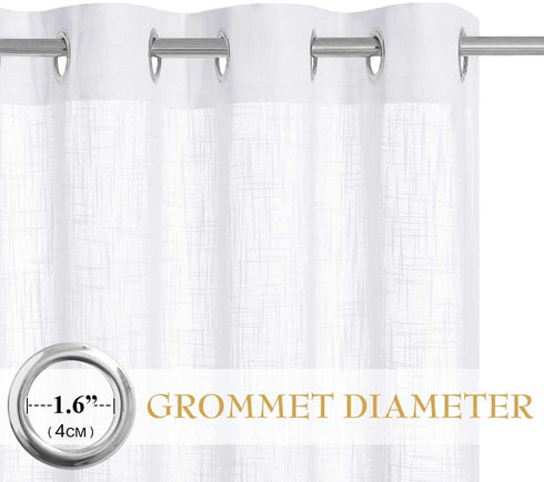RYB HOME Sheer Curtains White - 100 inches Extra Wide Linen Semi Sheer White Backdrop Large Window Curtains for Bedroom Dining Living Room Sliding Glass Door, 100 x 84 inches Long, 1 Panel