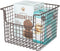 mDesign Metal Wire Food Storage Basket Organizer with Front Dip Opening for Organizing Kitchen Cabinets, Pantry Shelf, Bathroom, Laundry Room, Closets, Garage - Bronze
