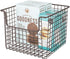 mDesign Metal Wire Food Storage Basket Organizer with Front Dip Opening for Organizing Kitchen Cabinets, Pantry Shelf, Bathroom, Laundry Room, Closets, Garage - Bronze