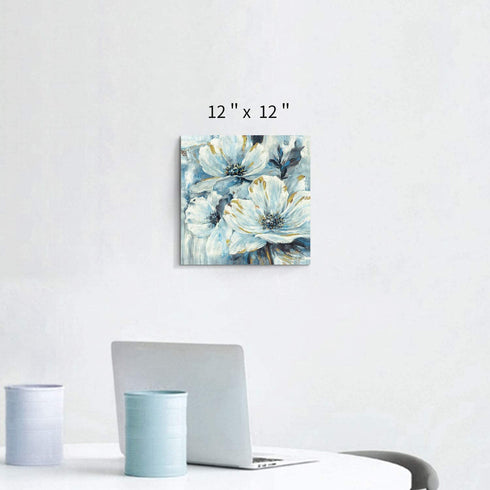 ARTISTIC PATH Flowers Artwork Painting Prints Pictures: Abstract Lily Pad Prints Canvas Wall Art for Bathroom (12" W x 12" H, Multi-Sized)