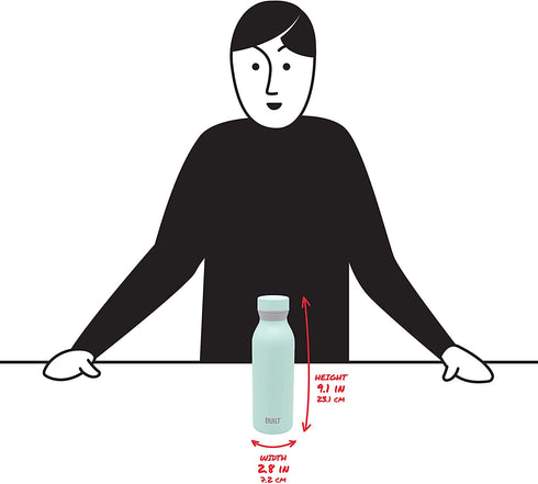 BUILT Cascade Water Bottle, 18 ounces, Black