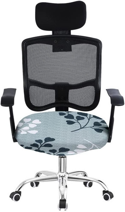 SearchI Seat Covers for Dining Room Chairs Stretch Printed Chair Seat Covers Set of 4, Removable Washable Upholstered Chair Seat Protector Cushion Slipcovers for Kitchen, Office(Leaves Pattern)