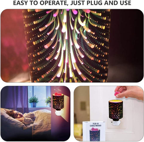 Uonlytech Electric Wax Melt Warmer Plug-in Glass Fragrance Warmer Oil Burner Scent Wax Tart Warmer Lamp Night Light for Spa Wedding Home Decor