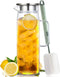 Glass Pitcher with Stainless Steel Lid, ANZUSY 48 Ounces/1.4 Litre Water Carafe with Handle Coffee Glass Jug for Iced Tea, Hot/Cold Water, Coffee, Juice, Milk, Lemonade & Cold Brew