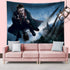 Gloria Nelly Magician Riding a Broom Tapestry,Magical Forest Magic Castle Digital Printed Wall Hanging,Hanging Dorm Bedroom Living Room Decorations,60" — 80" / 150cm — 200cm