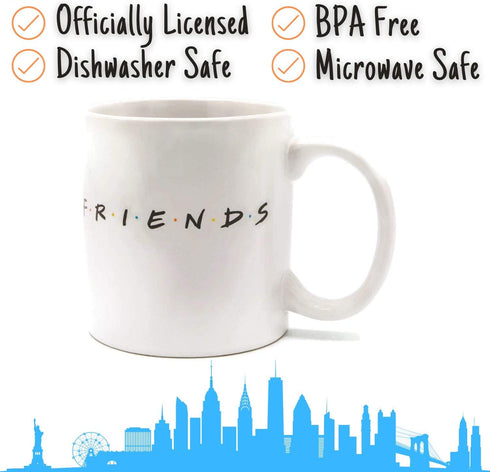 Silver Buffalo Friends Doodle Logo Ceramic Mug, 20 Ounce White
