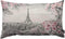 HOSNYE Eiffel Tower Throw Pillow Cover Gray and Pink Oil Painting for Paris Summer Gentle City Landscape Flower Roses and Leaf Linen Fabric for Couch Bed Sofa Car Waist Cushion Cover 12 x 20 inch