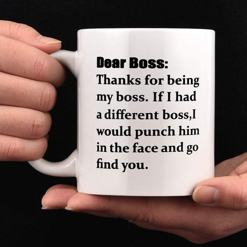Dear Boss Coffee Mugs for Boss Day Mugs for Boss Funny Boss Mug for Boss on Boss Day 11Oz