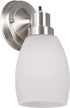 Design House 588814-SN Lydia Transitional 1-Light Indoor Wall Light Dimmable with a White Frosted Glass Shade and Twist On/Off Switch for Hallway Foyer Bathroom, Satin Nickel