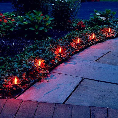 SUNSGNE Christmas Flicker Flame String Lights, 10Ft Amber Flame Lights Outdoor Patio Lights C7 Christmas String Lights for Outdoor Halloween Christmas Decoration- Green Wire