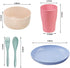 Plastic Plates and Bowls Sets, 20pcs Wheat Straw Dinnerware Sets, Kitchen Plates Cups and Bowls Set, Camping Reusable Plates and Bowls Sets, TIMDAM Lightweight Bowls, Unbreakable Dinner Plates