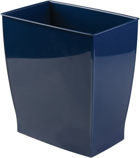 iDesign Spa Rectangular Trash, Waste Basket Garbage Can for Bathroom, Bedroom, Home Office, Dorm, College, 2.5 Gallon, Navy