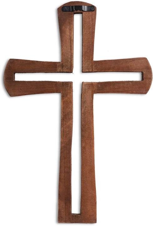 Artisans Of India Wooden Wall Crosses Decorative Spiritual Art Sculpture Wall Hanging Religious Rustic French Cross Gift Idea for Birthdays, Easter, Christmas, Weddings, or Any Occasion (Brown)