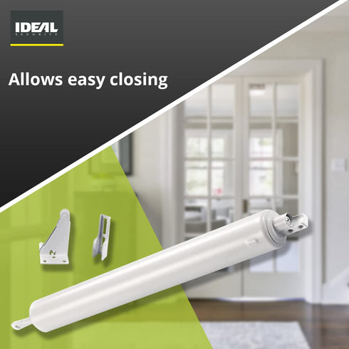 Ideal Security Pneumatic Lock for Screen Door with Chain, White (1.25-2 Inches)