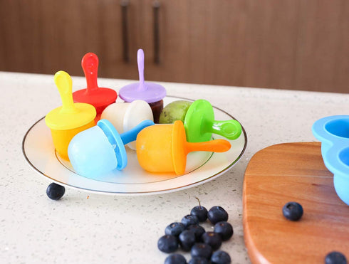 Silicone Popsicle Molds, Ice Pop Molds, Storage Container for Homemade Food, Kids Ice Cream DIY Pop Molds - BPA Free (Blue)