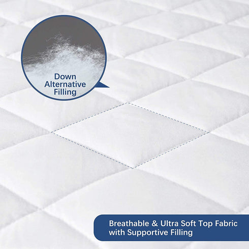 Twin Mattress Pad Protector Waterproof, Absorbent Mattress Pads Quilted Fitted Mattress Protector Twin, Mattress Cover Down Alternative Filling, Deep Pocket Stretches up to 16 Inch