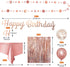 Rose Gold Birthday Party Decoration - Happy Birthday Banner, Glitter Circle Dot Garland Streamer, Rose Gold Fringe Curtain, Foil Tablecloth, Rose Gold Balloons, for Women Girl Birthday Party