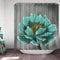 VividHome Teal Gray Flower Shower Curtain Vintage Floral Lotus Flowers Polyester Fabric Waterproof Shower Curtain Bathroom Accessory Sets 12 Hooks Included 72X72inch