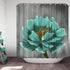 VividHome Teal Gray Flower Shower Curtain Vintage Floral Lotus Flowers Polyester Fabric Waterproof Shower Curtain Bathroom Accessory Sets 12 Hooks Included 72X72inch