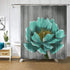 VividHome Teal Gray Flower Shower Curtain Vintage Floral Lotus Flowers Polyester Fabric Waterproof Shower Curtain Bathroom Accessory Sets 12 Hooks Included 72X72inch