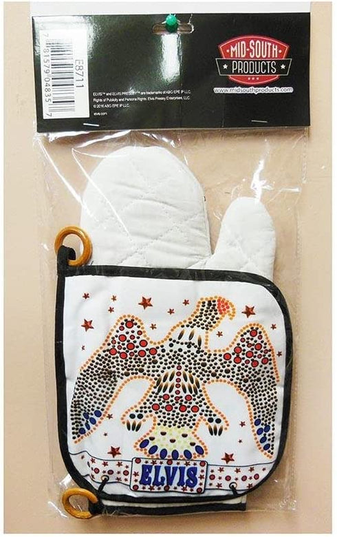 Midsouth Products Elvis Presley Oven Mitt & Pot Holder Set White Jumpsuit