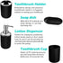 Papillon Bathroom Accessories Set-6 Piece Plastic Gift Set Toothbrush Holder,Toothbrush Cup,Soap Dispenser,Soap Dish,Toilet Brush Holder,Trash Can,Tumbler Straw Set Bathroom (Black)