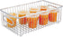 mDesign Metal Farmhouse Kitchen Pantry Food Storage Organizer Basket Bin - Wire Grid Design - for Cabinets, Cupboards, Shelves, Countertops - Holds Potatoes, Onions, Fruit - Large, 2 Pack - Chrome
