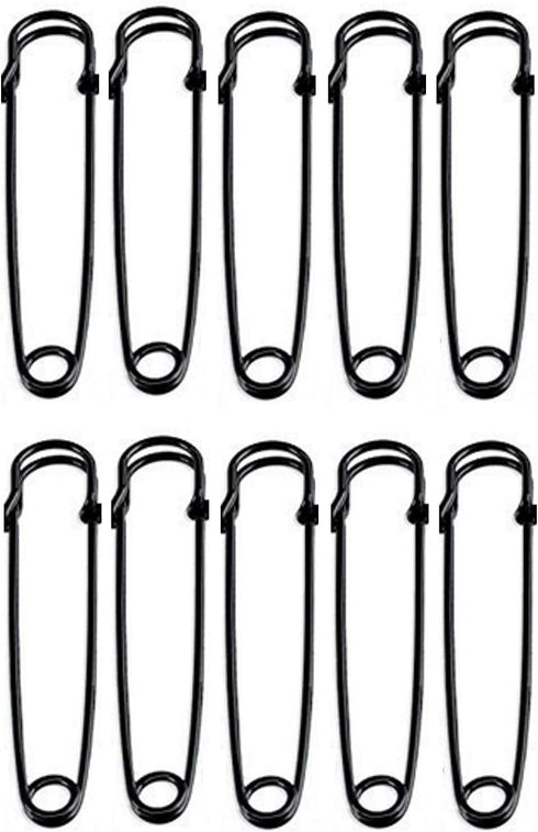 2 Inch Heavy Duty Giant Black Safety Pins (30pcs)