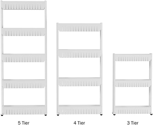 Mobile Shelving Unit Organizer with 5 Large Storage Baskets, Slim Slide Out Pantry Storage Rack for Narrow Spaces by Everyday Home