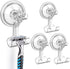Shower Suction Cup Hooks, LUXEAR 4 Pack Razor Holder for Inside Shower Removable Reusable Wall Hangers for Bathroom Waterproof Powerful Vacuum suction cup hooks for Loofah Towel Robe Bathrobe Kitchen