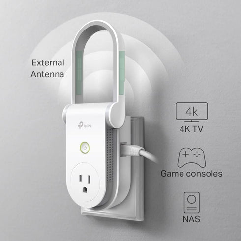 Kasa AC1200 Wi-Fi Range Extender Smart Plug by TP-Link - Fast AC1200 Wi-Fi Extender/Repeater with Built-In Smart Plug, No Hub Required, Works With Alexa and Google Assistant (RE370K)