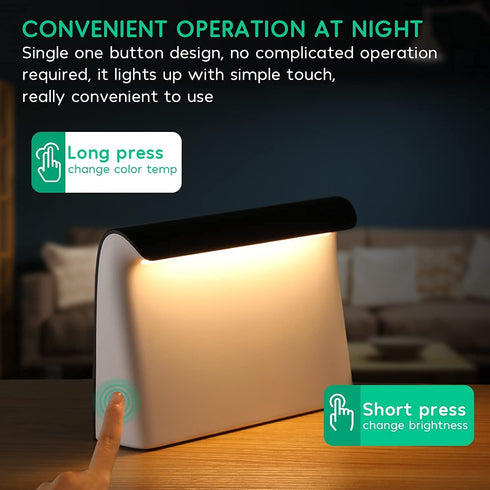 Portable Metal Desk Lamp, WINEES Eye-Caring Table Lamp, Minimalist Modern Touch Control Study Lamp, 3 Levels Brightness, 3W 4400mAh, Night light for Bedroom and Office Christmas Decorations